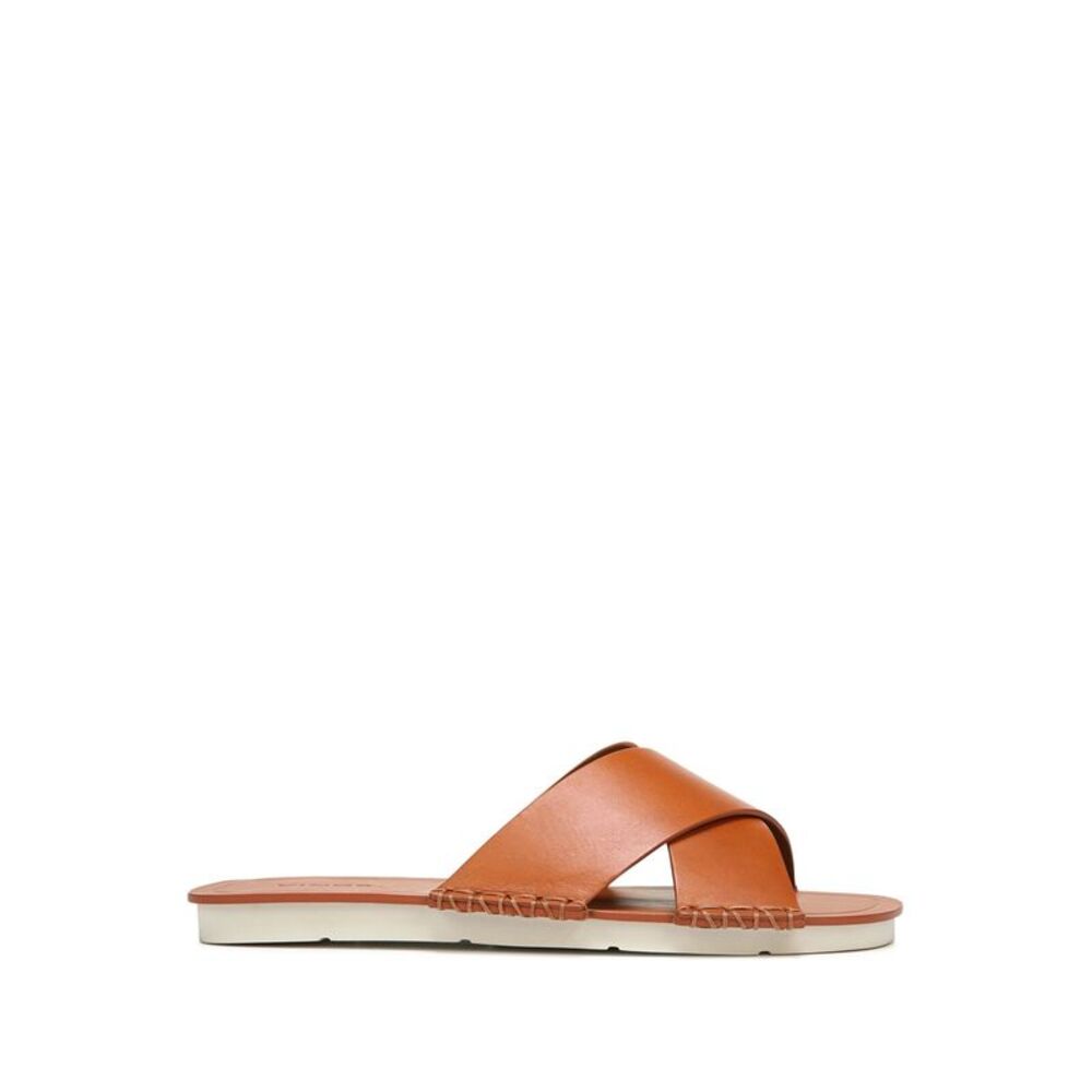VINCE. Womens Brown Nico Square Toe Slip On Leather Slide Sandals Shoes 6 M - Picture 2 of 3